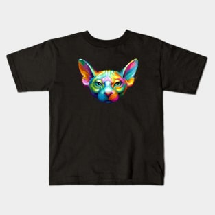 Sphynx Cat Colorful Portrait Kids T-Shirt